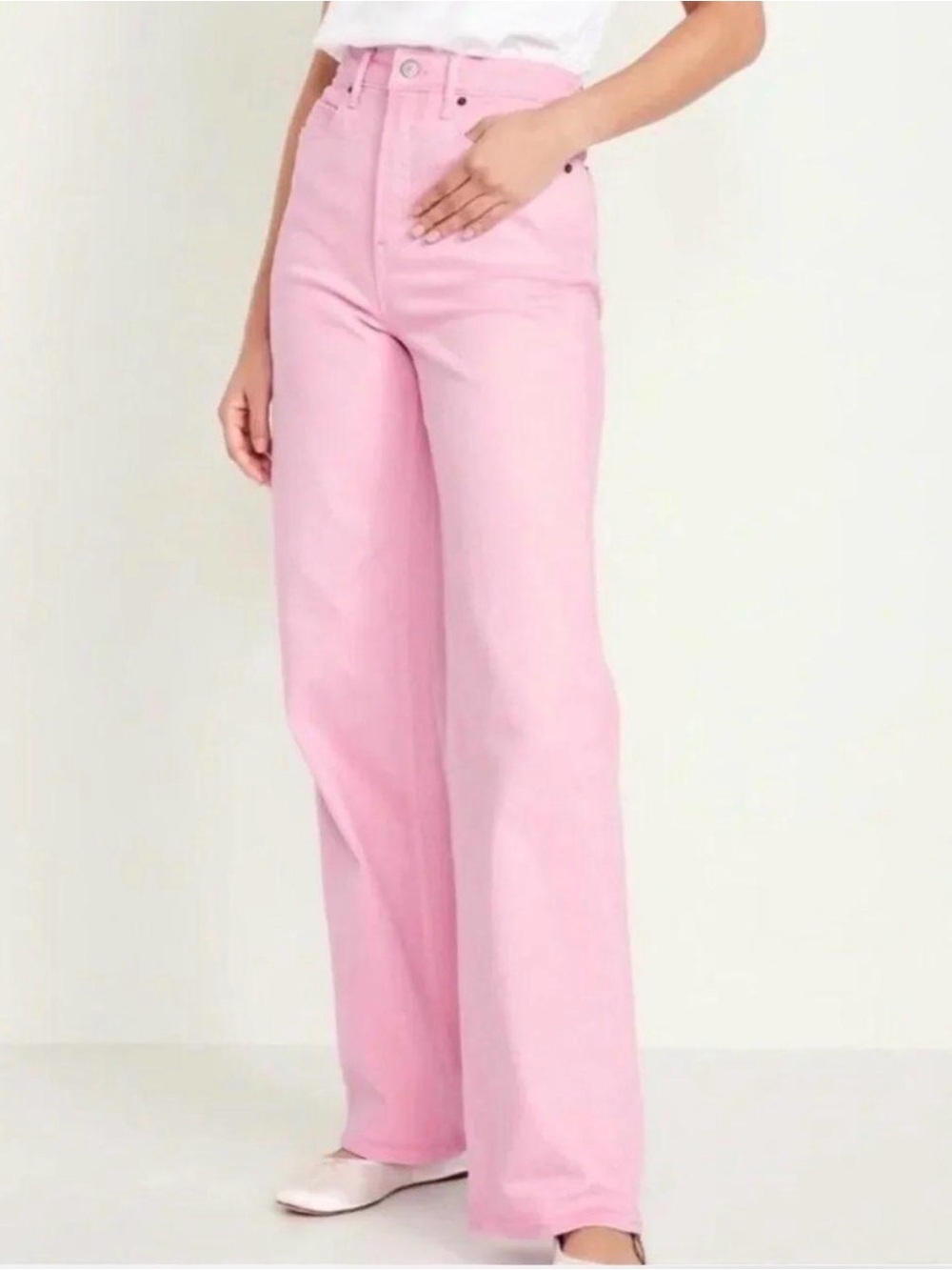 Old Navy High-Waist Wide-Leg Pink Jeans